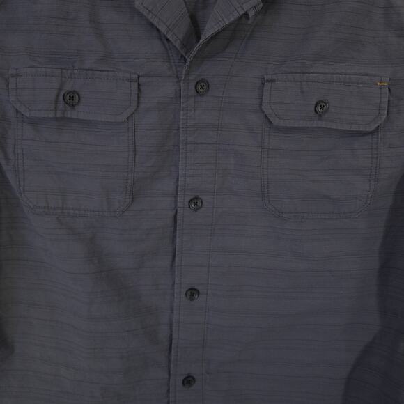 Howe Shirt Mens Large Gray Striped Short Sleeve Cuban Collar Button Up Casual - Picture 3 of 10
